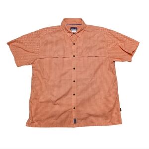Patagonia Button Down Shirt Mens XXL Orange Plaid Short Sleeve